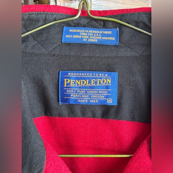 Vintage Pendleton Red Wool Pearl Button Down Shirt Top Men's Medium M - Picture 3 of 6